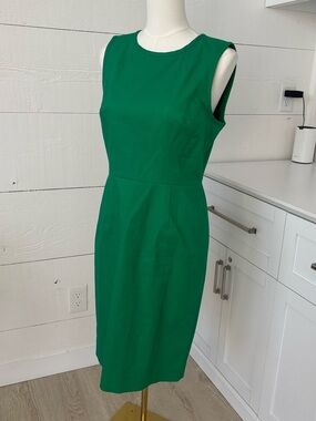 Brooks Brothers Green Sheath Dress Sleeveless Career Work Midi Size 6